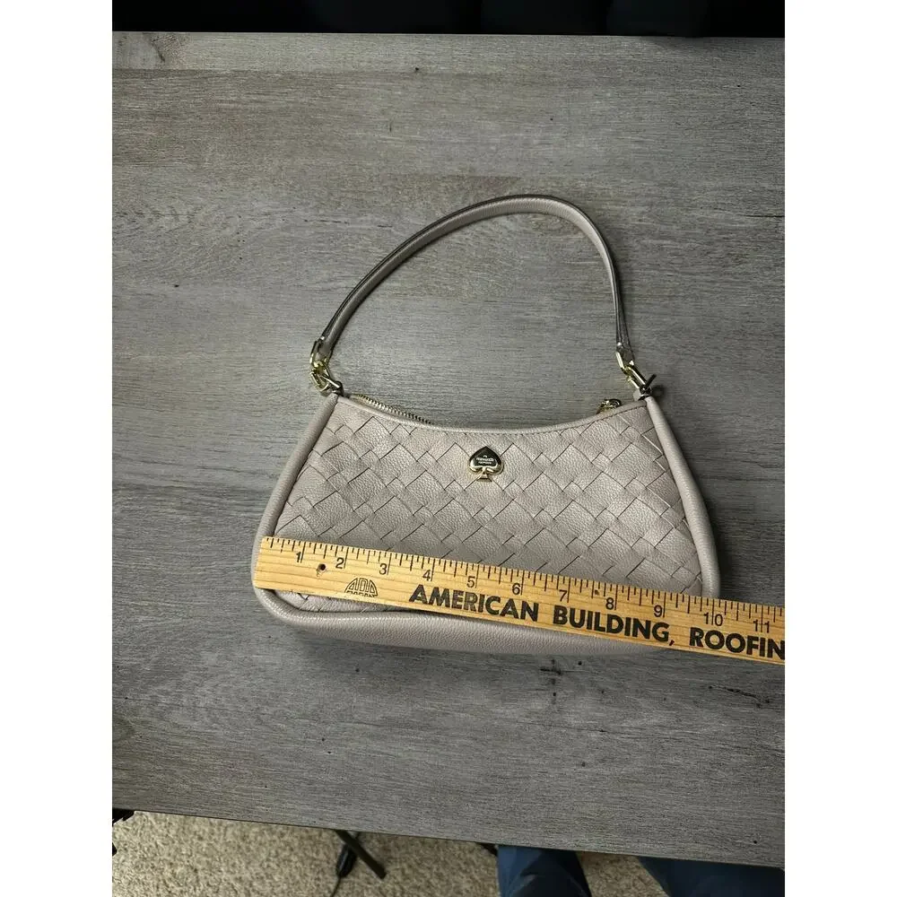 Kate Spade Kayla Woven Leather Small Shoulder Bag **MISSING Strap** Gray Pink